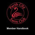 Cover of member handbook with club logo of a swan in red circle against a black background