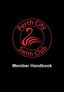 Cover of member handbook with club logo of a swan in red circle against a black background